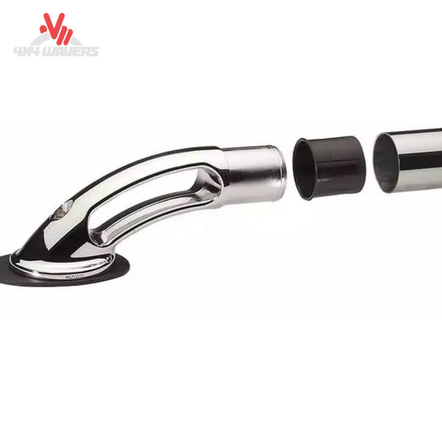 Putco stainless locker bed rail for 15-26 F150 and 17-26 F250/F350 8ft trucks, with die-cast end caps, installed on truck bed side.