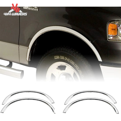 Putco stainless steel fender trim kit installed on a 2015-2017 Ford F150, enhancing the truck's exterior with sleek, durable fender flares.