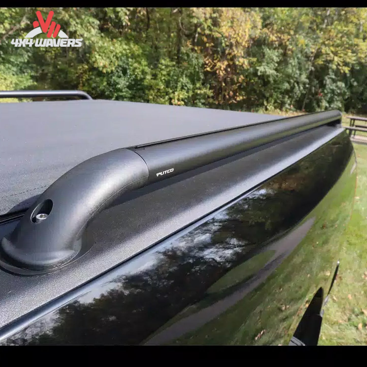 Black aluminum T-slot bed rails installed on 5.5ft F150 truck bed 119864