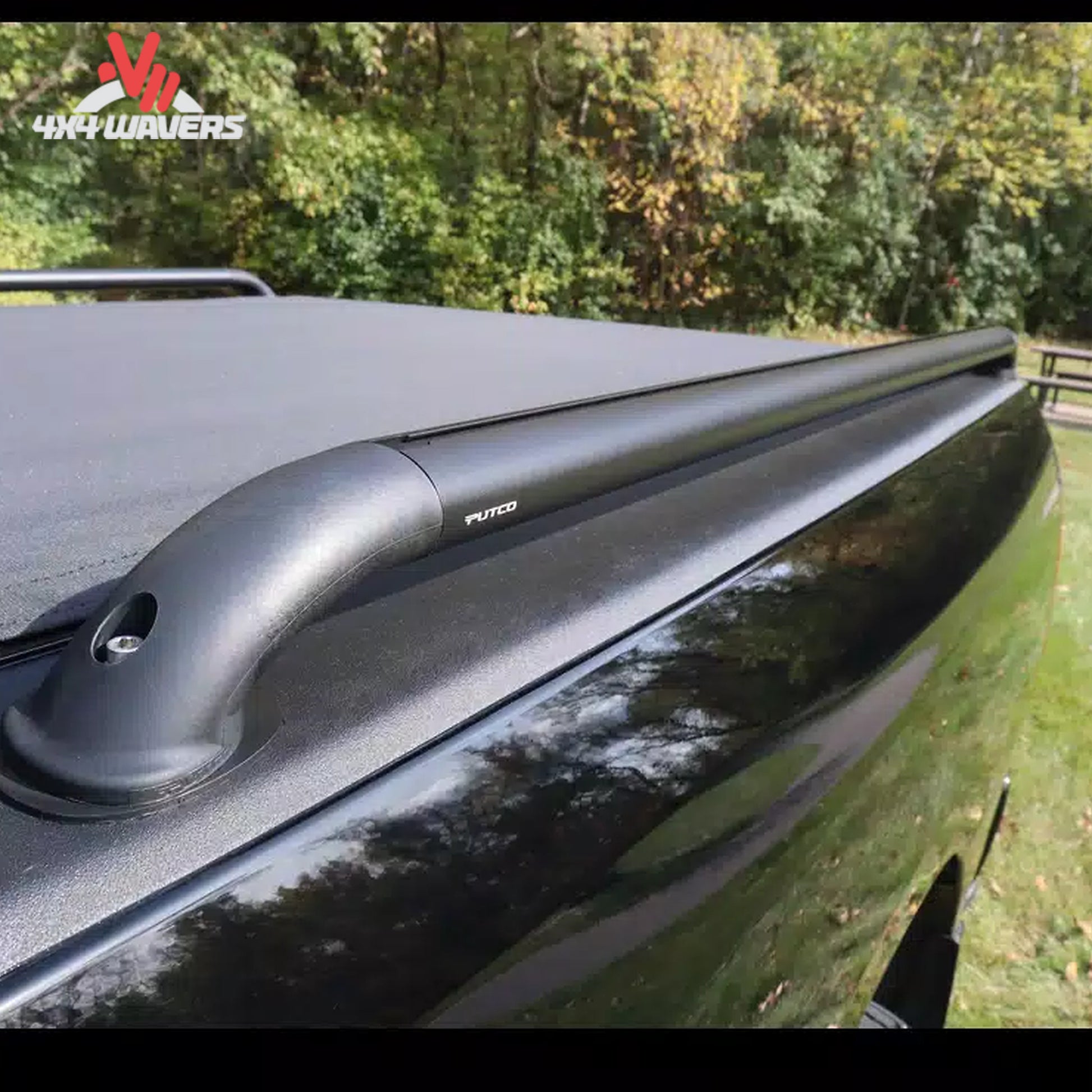 Black aluminum T-slot bed rails installed on 5.5ft F150 truck bed 119864
