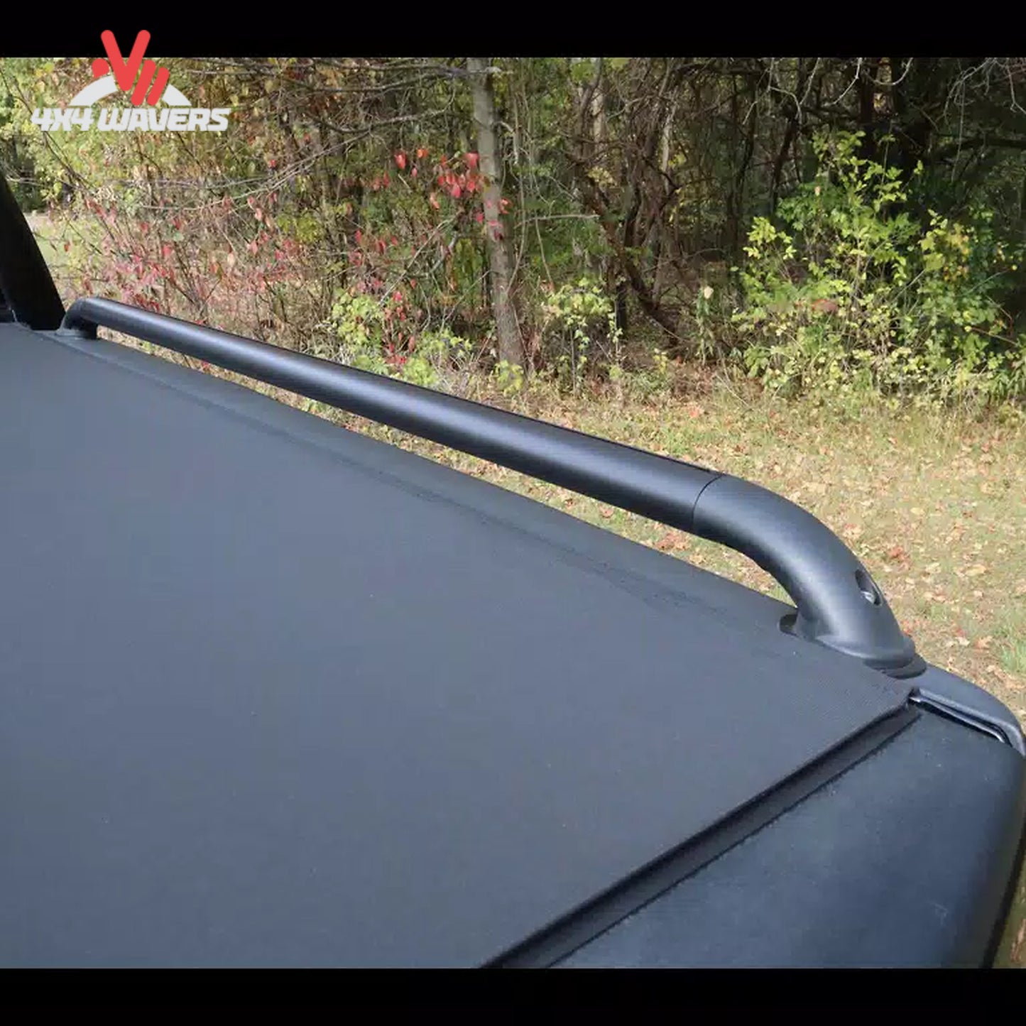 Side profile view of Putco T-Slot Black Locker rails on Ford F150 119864
