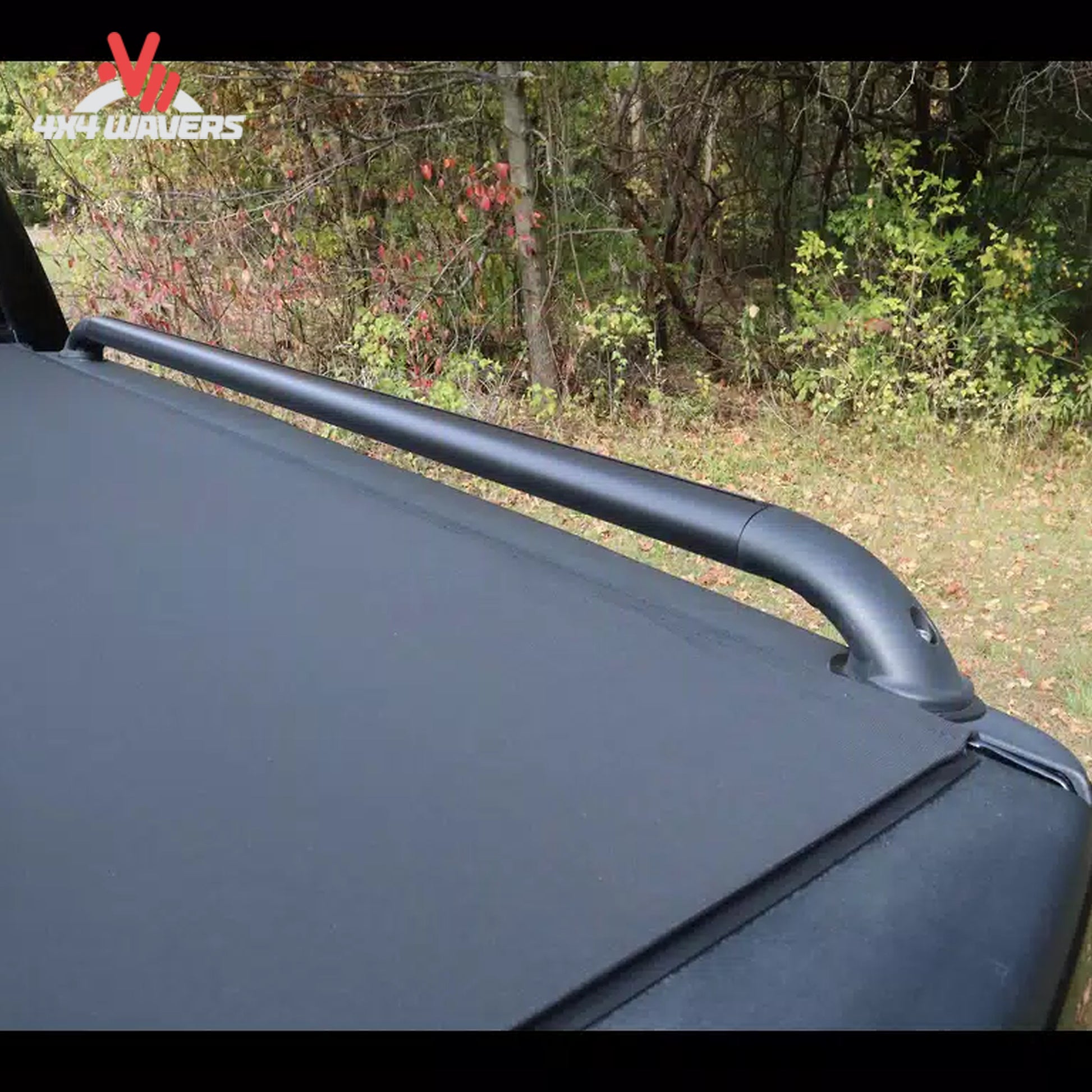 Side profile view of Putco T-Slot Black Locker rails on Ford F150 119864