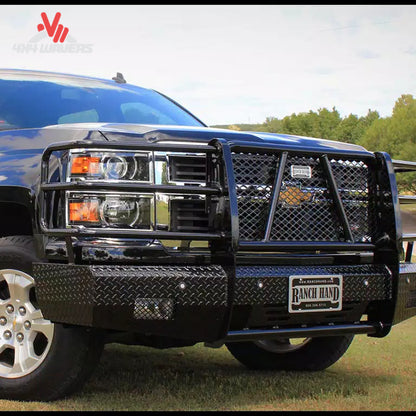 Black powder coated full replacement front grille guard bumper for Ford F150 FSF21HBL1C