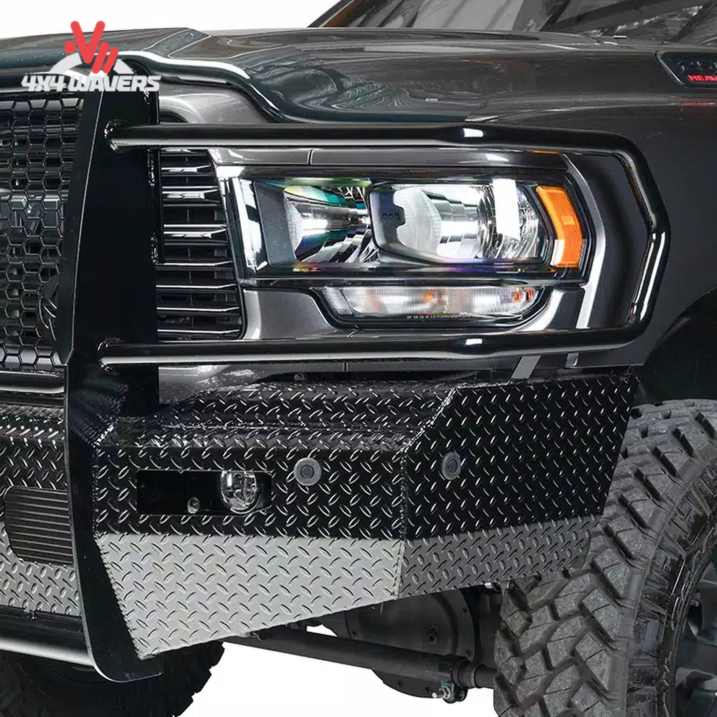 Close-up of front camera cutout on Ranch Hand Summit bumper FSF21HBL1C