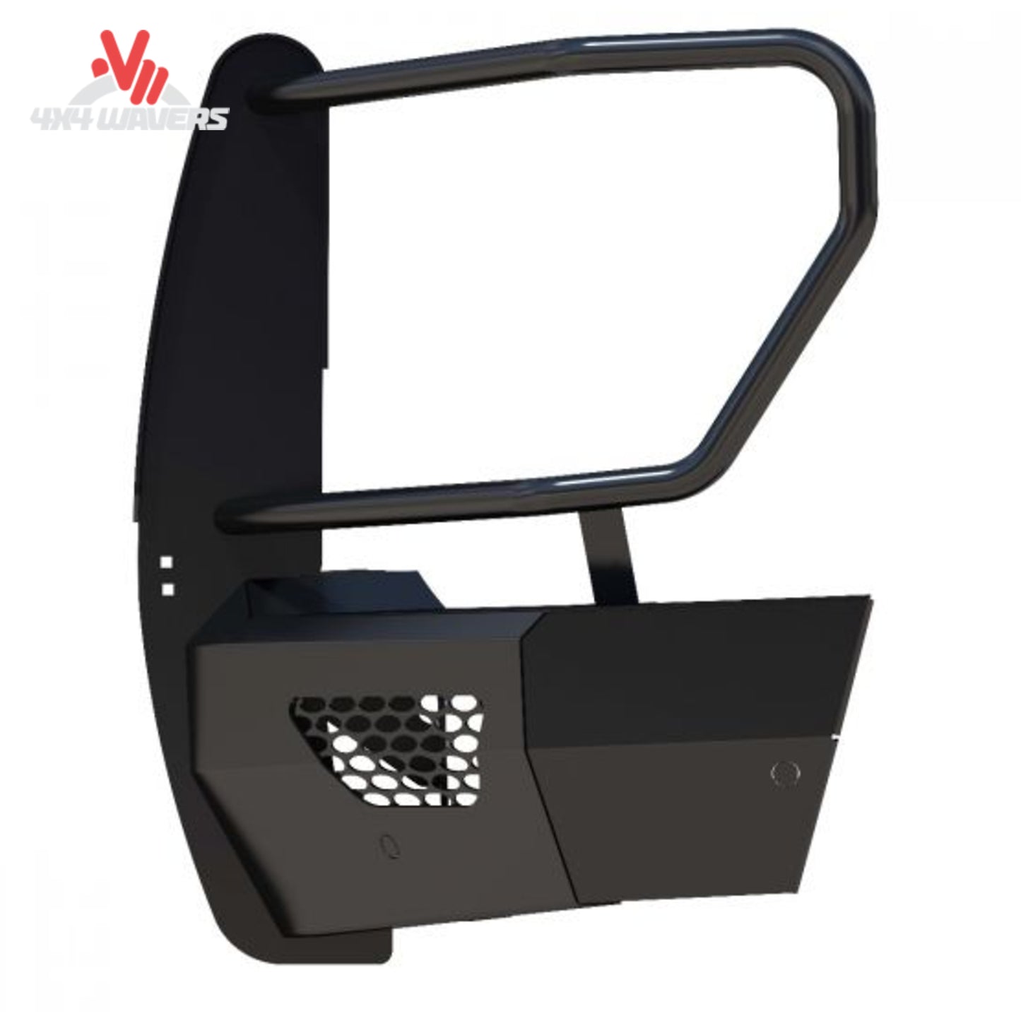 Detail view of integrated camera window and sensor ports on Ranch Hand F150 bumper FSF21HBL1C
