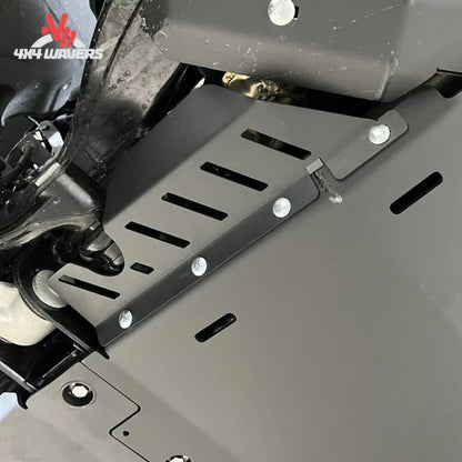 RCI Bronco catalytic converter guards installed underneath vehicle