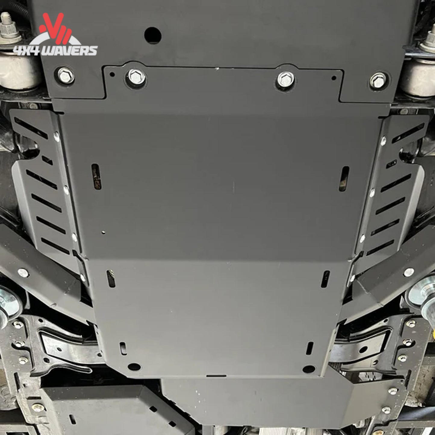 Steel underbody protection covering Bronco catalytic converters for off-road and anti-theft security