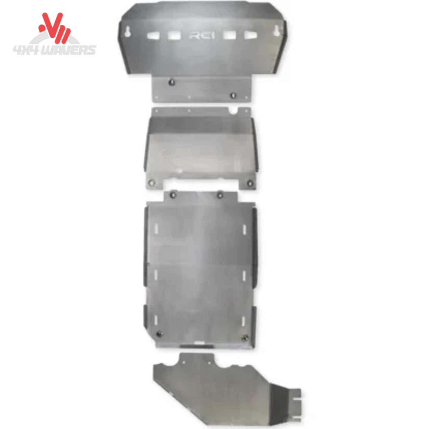 Complete RCI underbody armor package protecting the engine, transmission and transfer case on a Ford Bronco