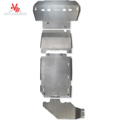 Complete RCI underbody armor package protecting the engine, transmission and transfer case on a Ford Bronco