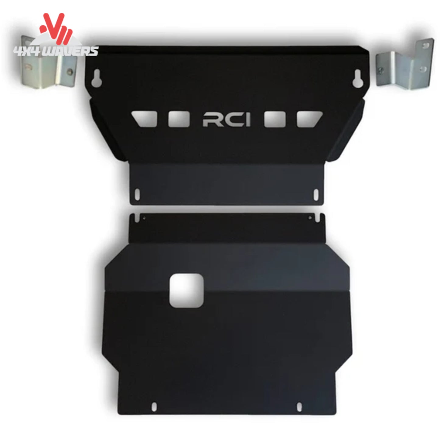 Front view of lightweight 1/4 inch raw aluminum skid plate for 2015-2026 F150 F150-15-ENGINE-ALRAW