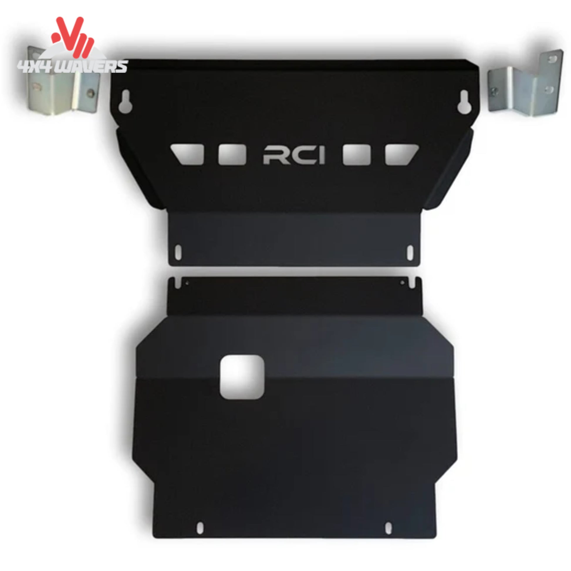 Front view of lightweight 1/4 inch raw aluminum skid plate for 2015-2026 F150 F150-15-ENGINE-ALRAW