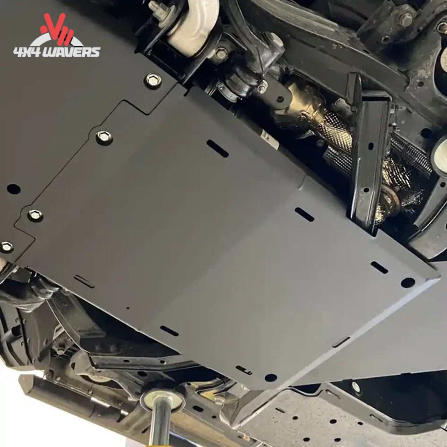 3-16 inch steel RCI transmission skid plate with black powder coat finish