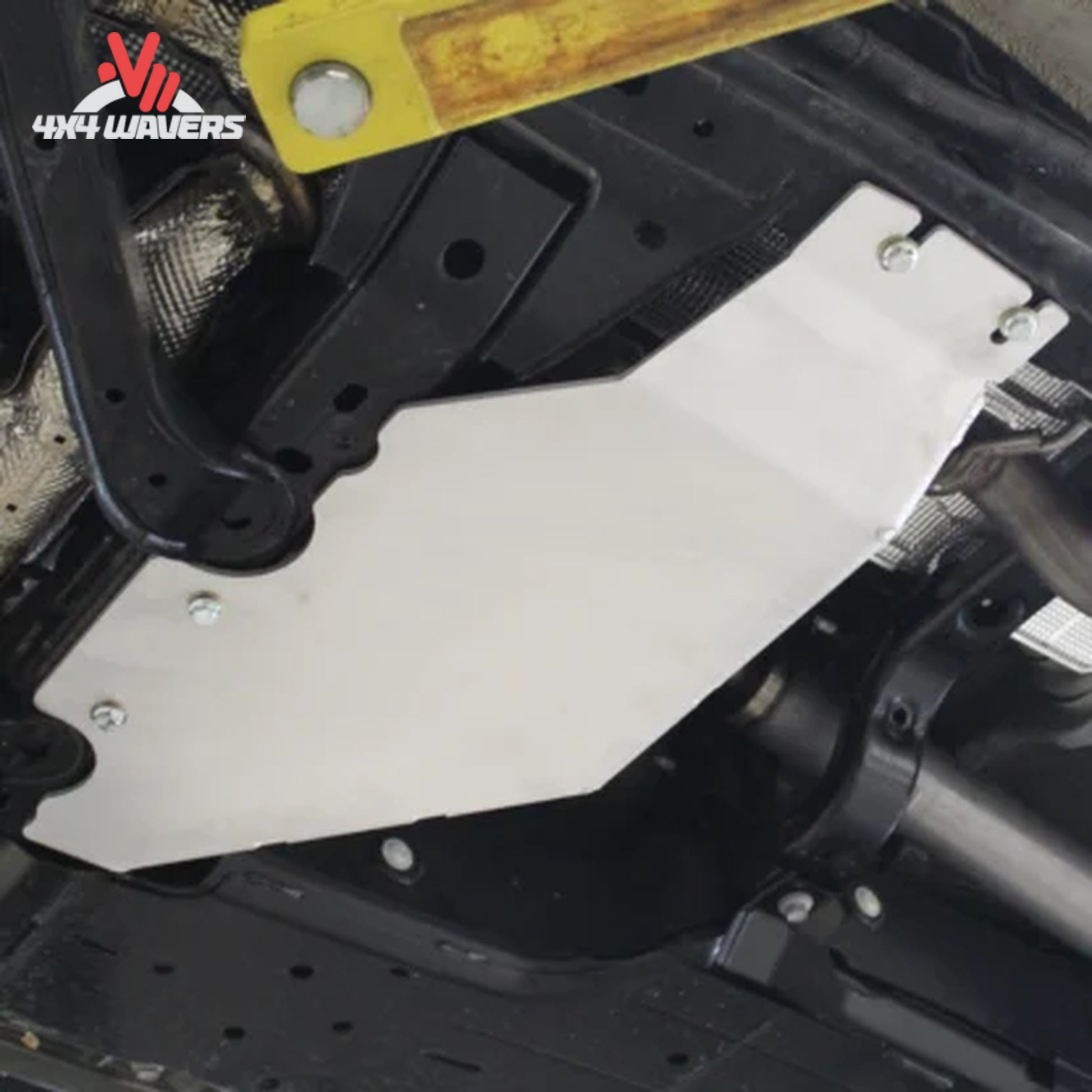 RCI transfer case skid plate installed underneath Ford Bronco