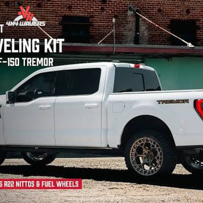 ReadyLIFT 2.5 leveling kit installed on a Ford F-150 Tremor, showing improved stance and lifted front for 2025-2026 models.