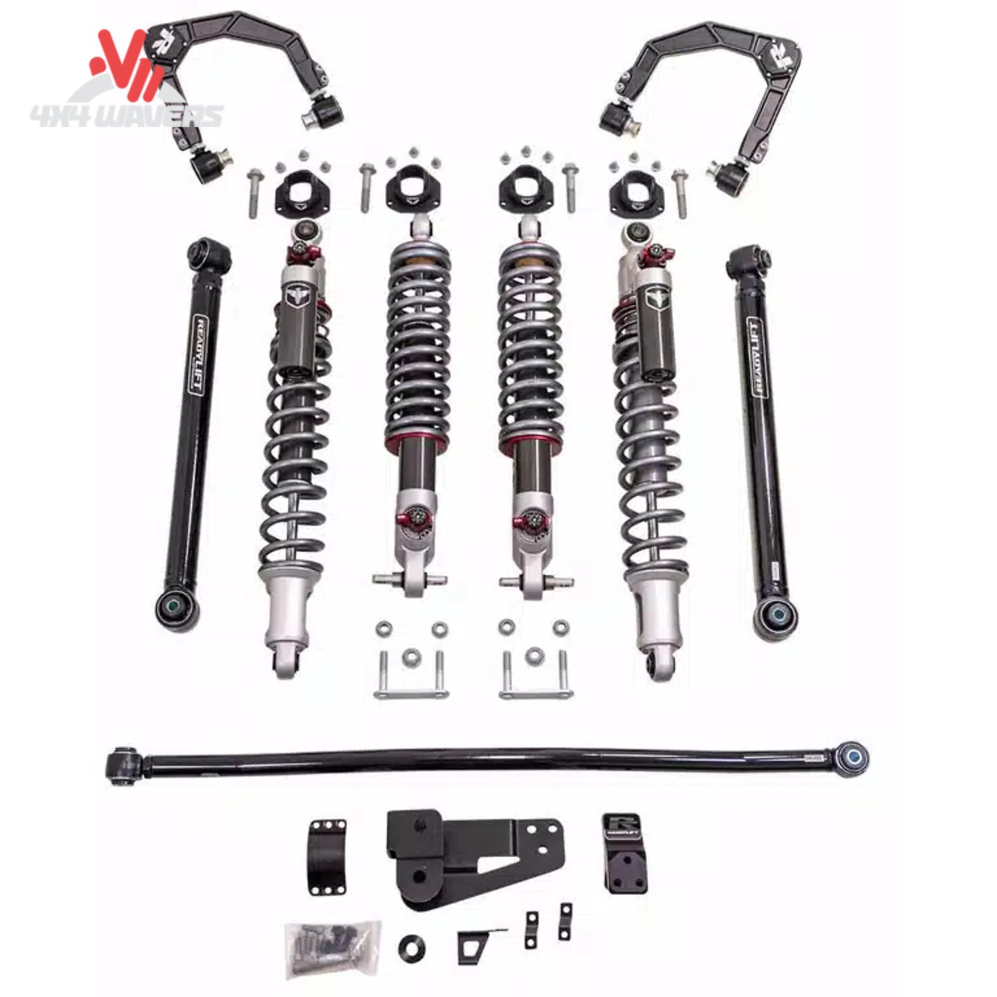 ReadyLIFT 3.5 inch SST lift kit with Falcon coilovers for Ford Bronco; Complete ReadyLIFT Bronco suspension system featuring Falcon 3.3 adjustable coilovers and billet control arms