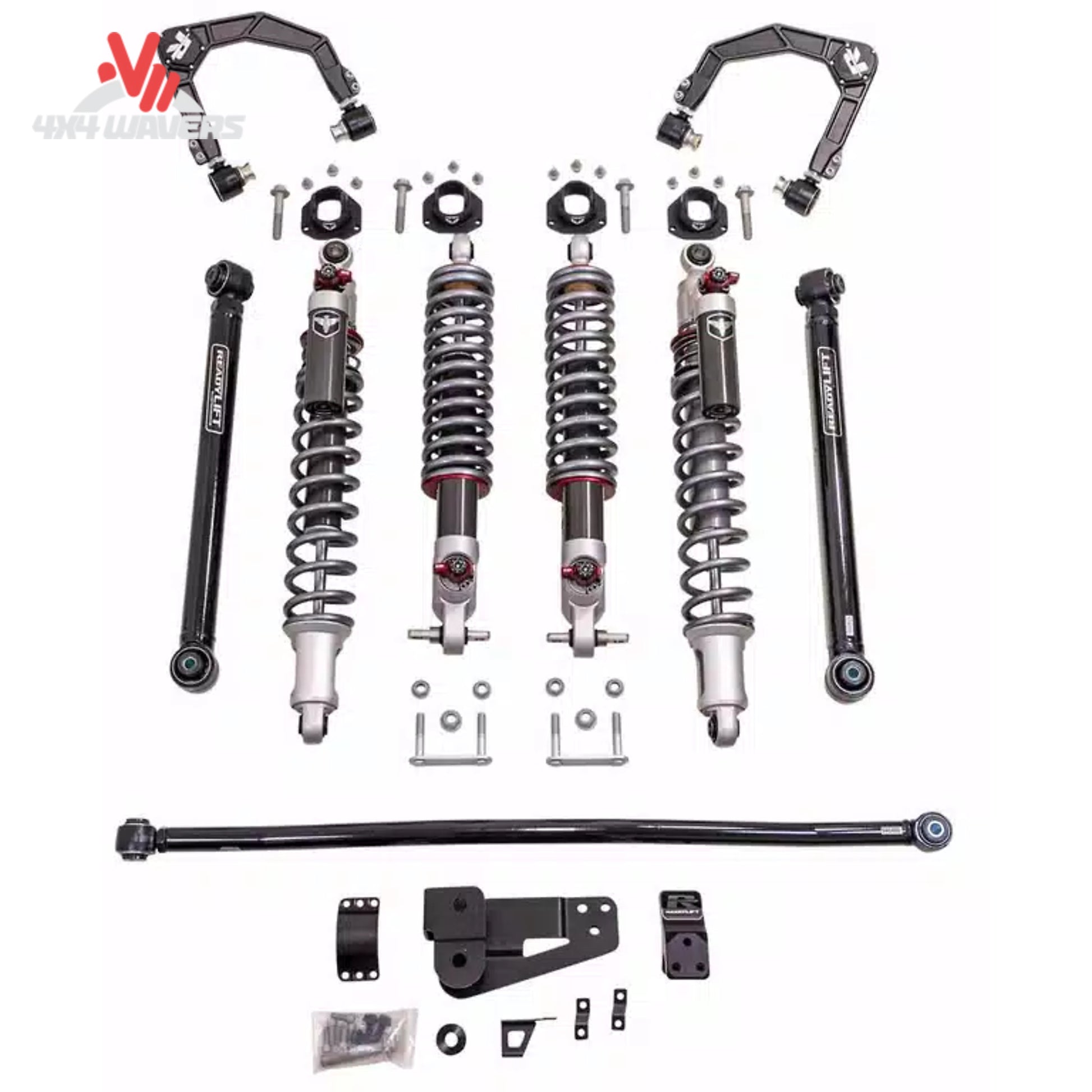 ReadyLIFT 3.5 inch SST lift kit with Falcon coilovers for Ford Bronco; Complete ReadyLIFT Bronco suspension system featuring Falcon 3.3 adjustable coilovers and billet control arms