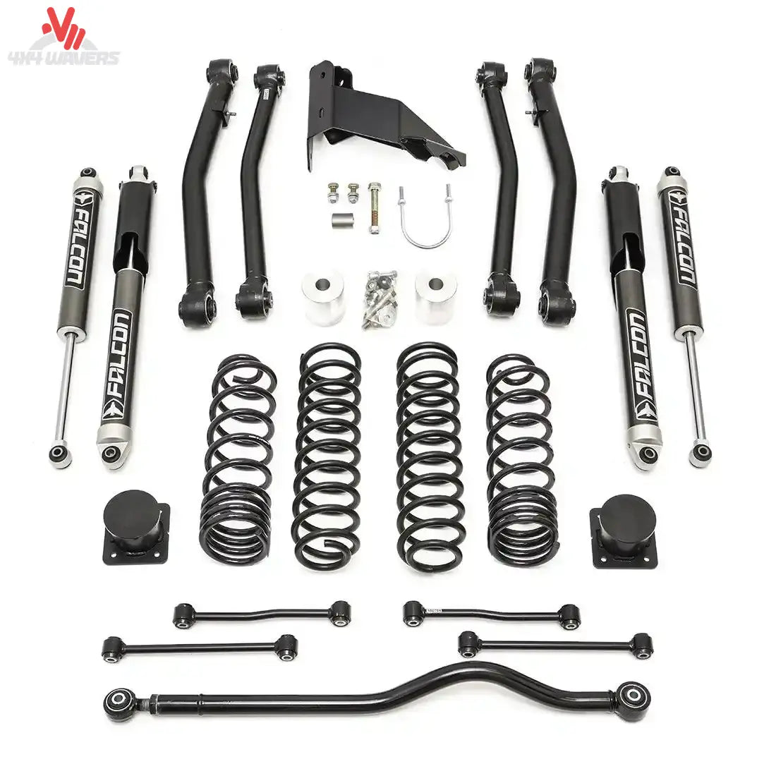 ReadyLIFT 4-inch Terrain Flex Max Lift Kit installed on a 2020-2026 Jeep Gladiator JT, showing the lifted suspension and components.