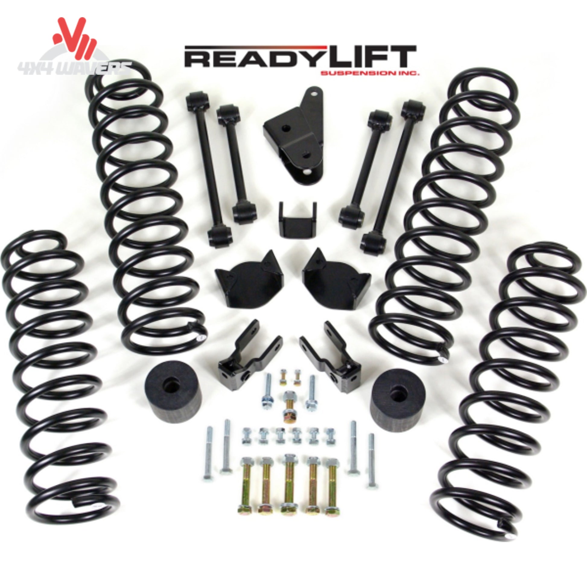 What components are included in the ReadyLIFT 4-inch suspension lift kit for Jeep Wrangler JK?