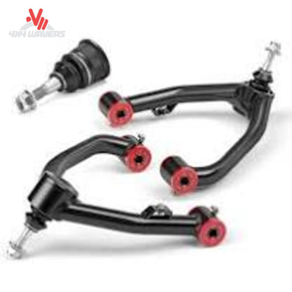 Close up of heavy duty sealed ball joint in DOM steel cup on ReadyLIFT control arm 67-21640