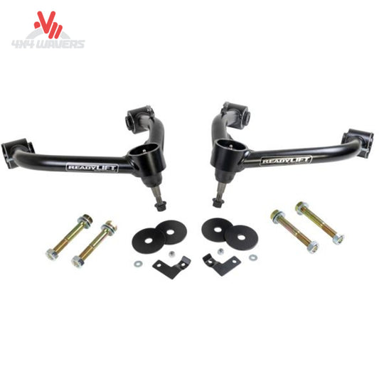 ReadyLIFT tubular upper control arms for 2019-2026 GM 1500 trucks with a 4-inch lift, designed for improved suspension performance.