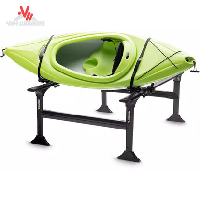 RealTruck Elevate Kayak Carrier showing the J-style cradle used to transport kayaks safely on truck rack systems