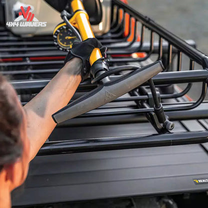 RealTruck Elevate Narrow Cargo Basket 1707209 mounted on truck bed rack system