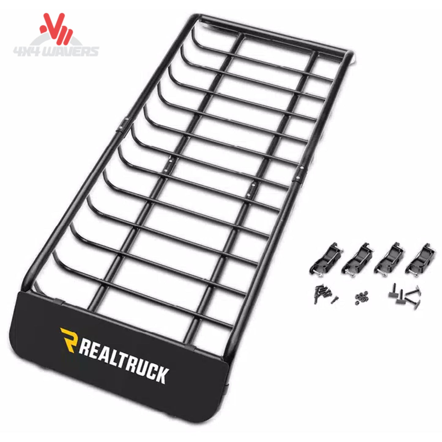 RealTruck Elevate Narrow Cargo Basket 1707209 mounted on truck bed rack system
