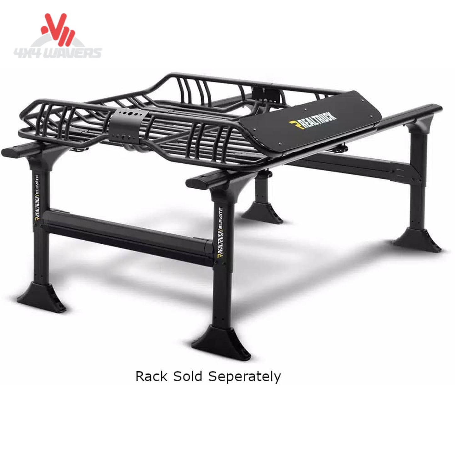 RealTruck Elevate Standard Cargo Basket 1707211 mounted on truck rack system