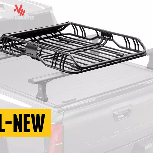 RealTruck Elevate Standard Cargo Basket 1707211 mounted on truck rack system