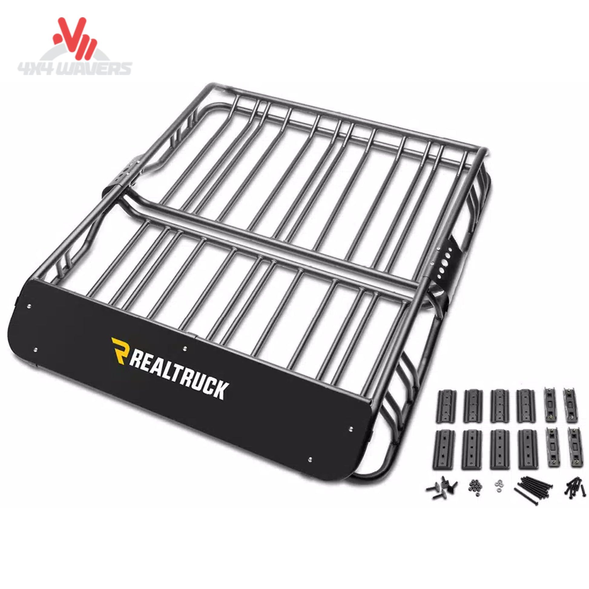 RealTruck Elevate Standard Cargo Basket 1707211 mounted on truck rack system