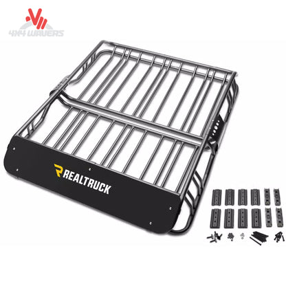 RealTruck Elevate Standard Cargo Basket 1707211 mounted on truck rack system