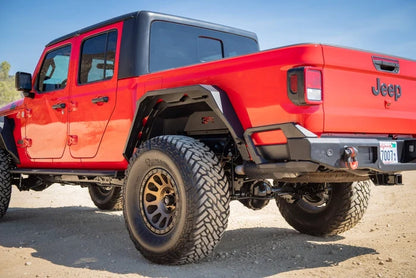 Rear Jeep Gladiator JT fender flares by 4X4 Wavers, designed for 2019-2026 models, shown installed on the vehicle.