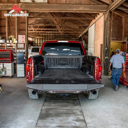 Rugged Liner bedliner for Ford F-150 8-foot truck bed, durable under-rail liner with textured surface for truck bed protection.
