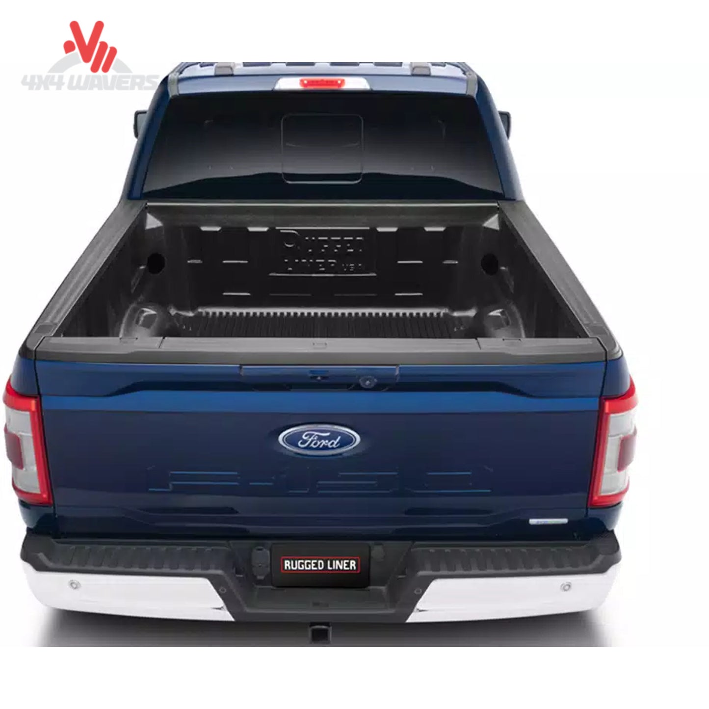 Rugged Liner 8-foot bedliner for Ford F-150 truck, durable bed mat with rail protection in black, fits 2021-2026 models.