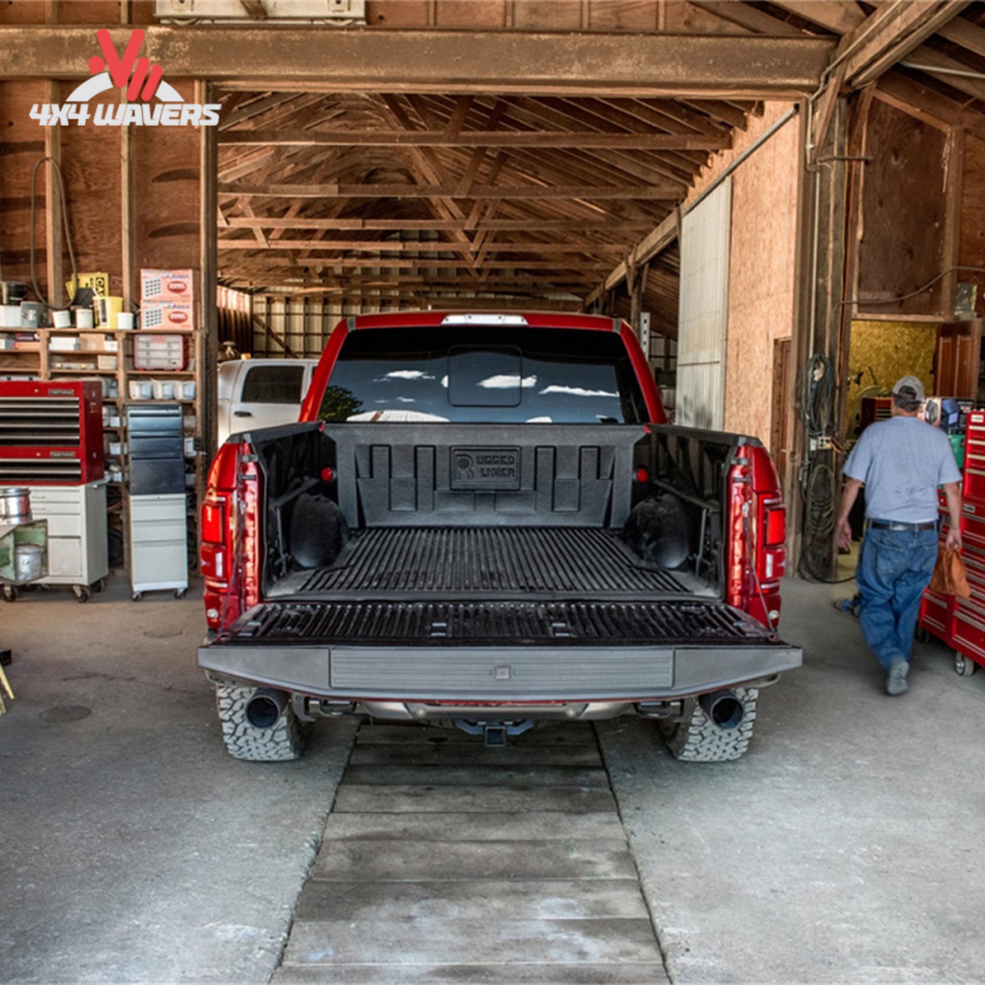 Rugged Liner bedliner for 8-foot Ford F-150 truck bed, featuring under-rail design and durable protective mat.