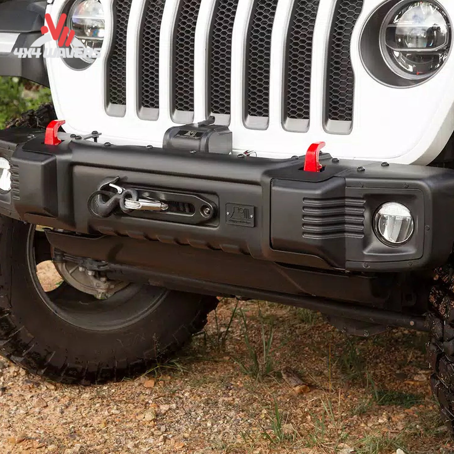 What does the Rugged Ridge Spartacus stubby bumper look like on a Jeep JL?