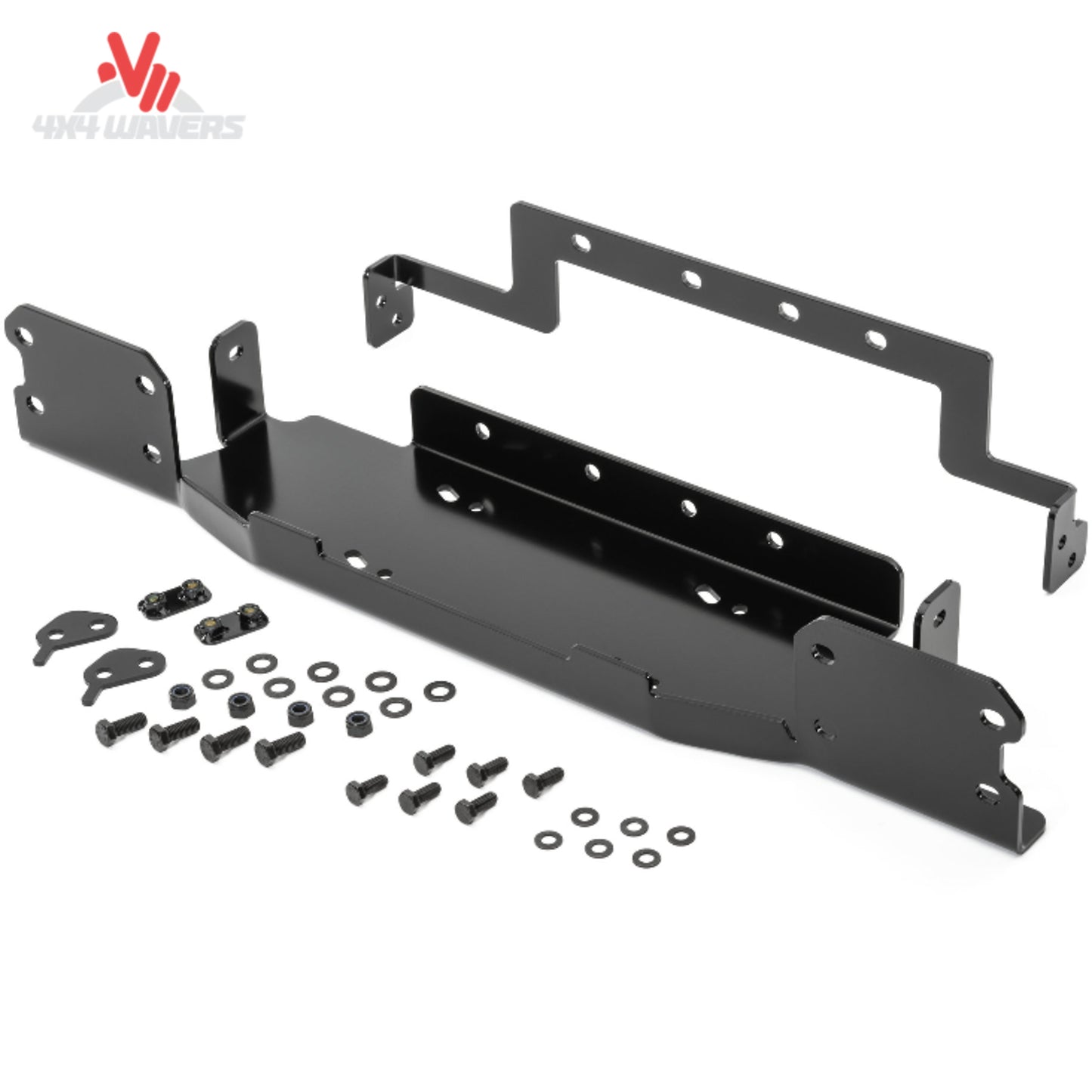What winch mount plate fits a Jeep JL Rubicon steel bumper and supports a 12500 lb winch?