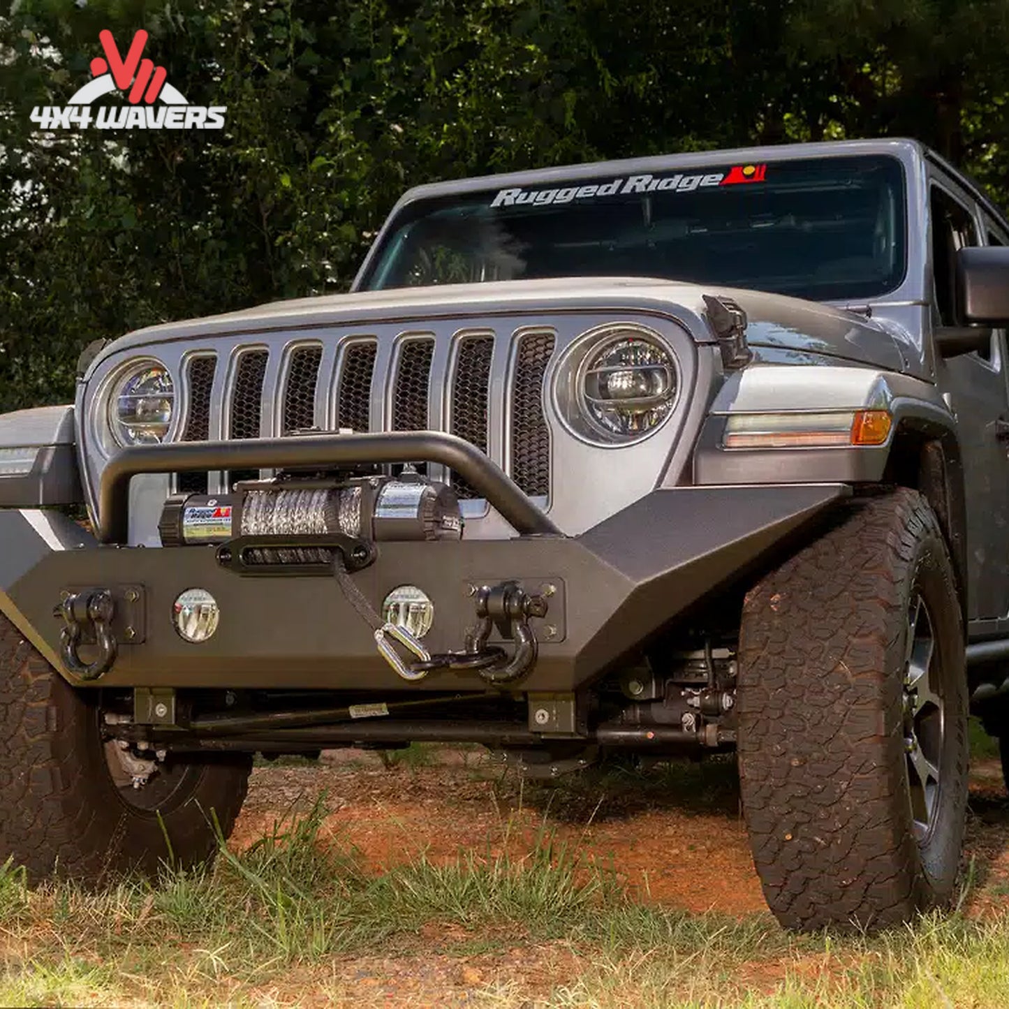 Rugged Ridge Spartan front bumper with overrider for Jeep Wrangler JL and Gladiator JT