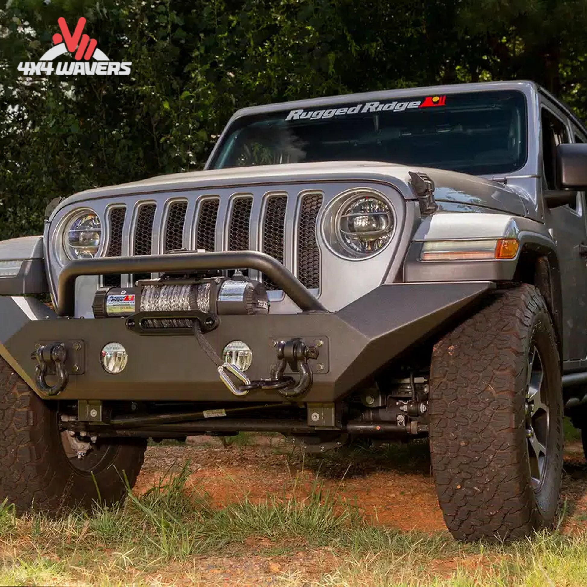 Rugged Ridge Spartan front bumper with overrider for Jeep Wrangler JL and Gladiator JT