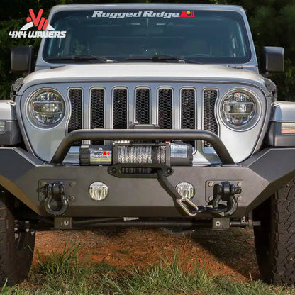What does the Rugged Ridge Spartan front bumper look like on a Jeep Wrangler JL?