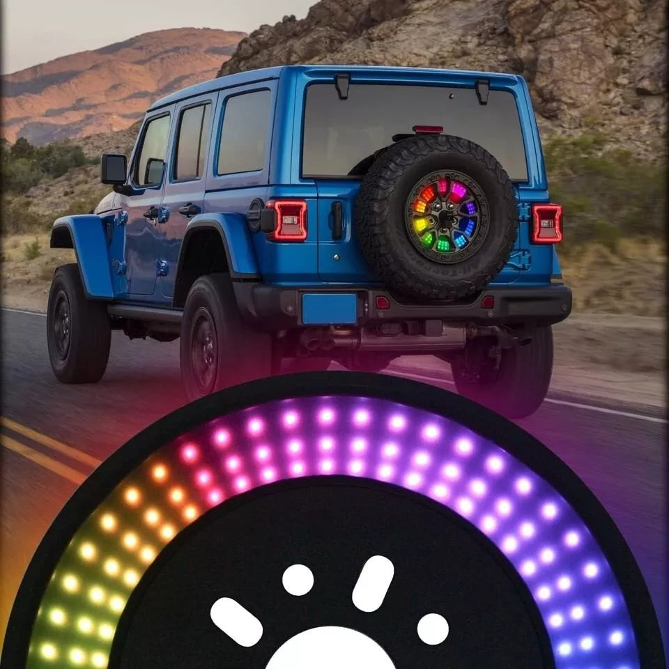 4x4wavers RGB Feu de Frein de Roue de Secours pour jeep wrangler JK/JKU/JL/JLU 2007-2025