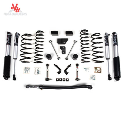 alt
Kit de elevación BDS de 3 pulgadas con amortiguadores NX2 instalado en un Jeep Wrangler JL de 2 puertas 2018-2024, mostrando los componentes de la suspensión.
