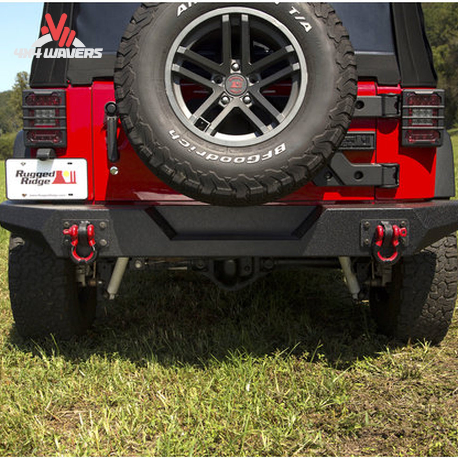 Jeep Wrangler Unlimited JKU with Rugged Ridge Spartan rear bumper installed