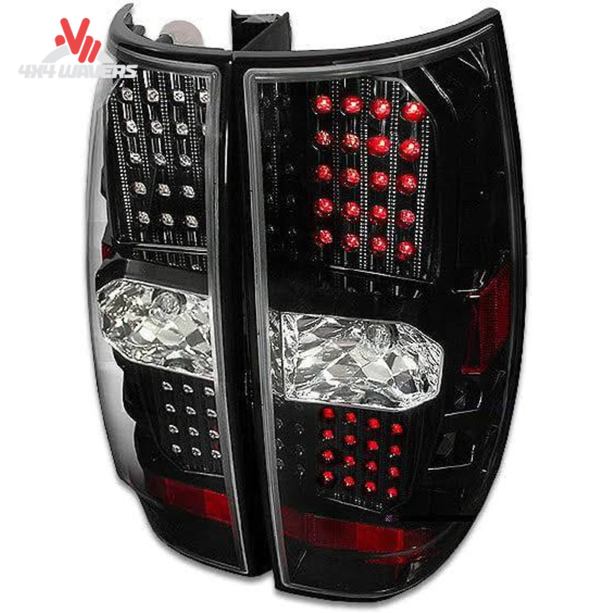 Spec-D smoked LED tail lights for 2014-2018 Silverado and 2015-2019 HD trucks, showcasing sleek smoked lens and LED design.