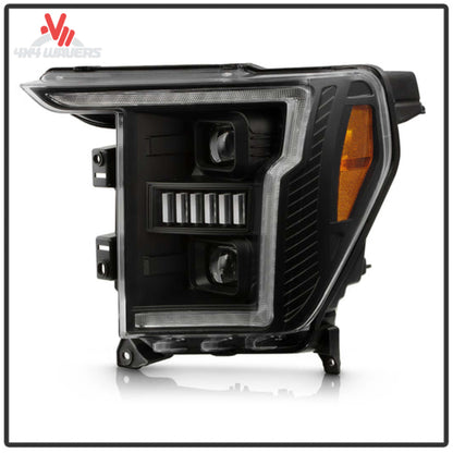 Black Spyder projector headlights for 2021-2023 Ford F-150, featuring sleek design and advanced lighting technology.