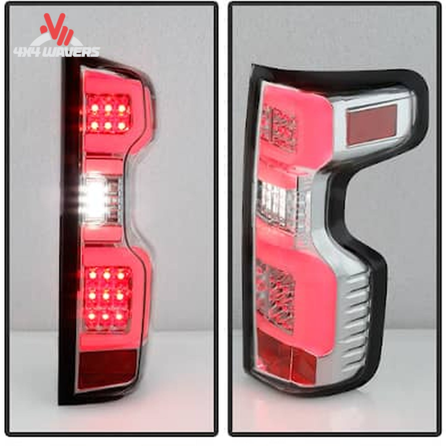 Bright chrome LED tail light assemblies pair for 2019 to 2021 Silverado SKU 5087287