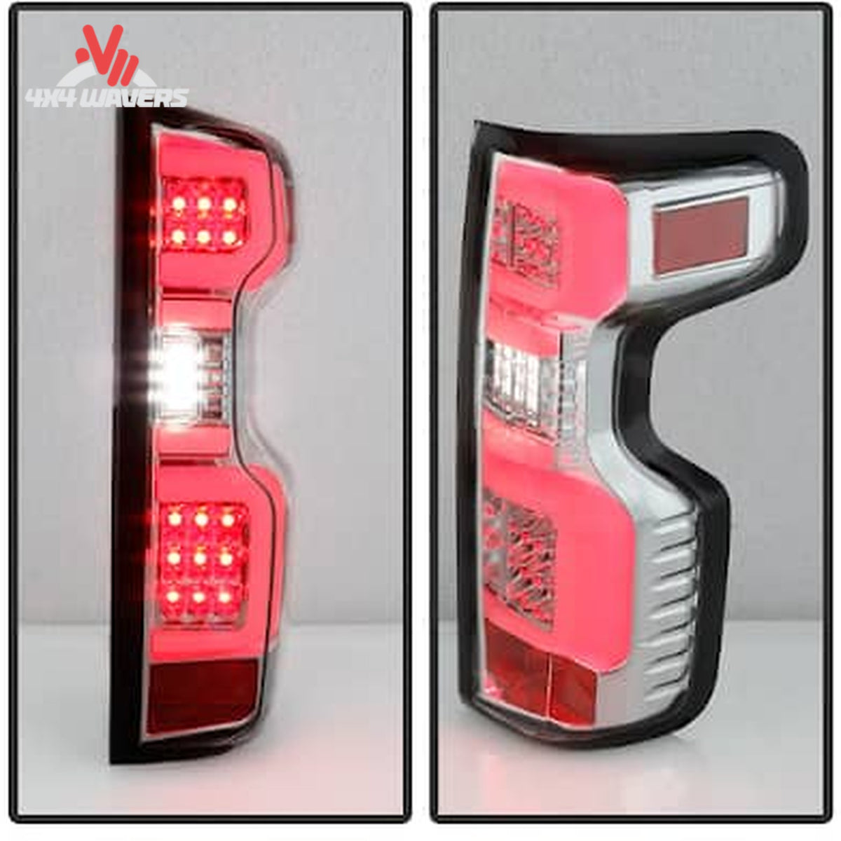 Bright chrome LED tail light assemblies pair for 2019 to 2021 Silverado SKU 5087287