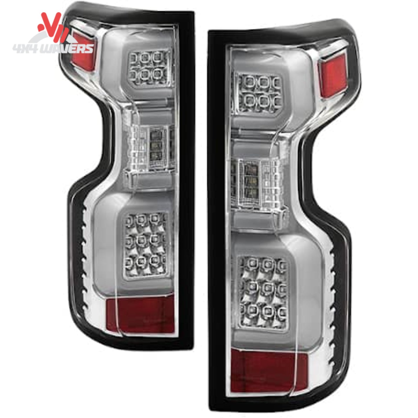 Bright chrome LED tail light assemblies pair for 2019 to 2021 Silverado SKU 5087287