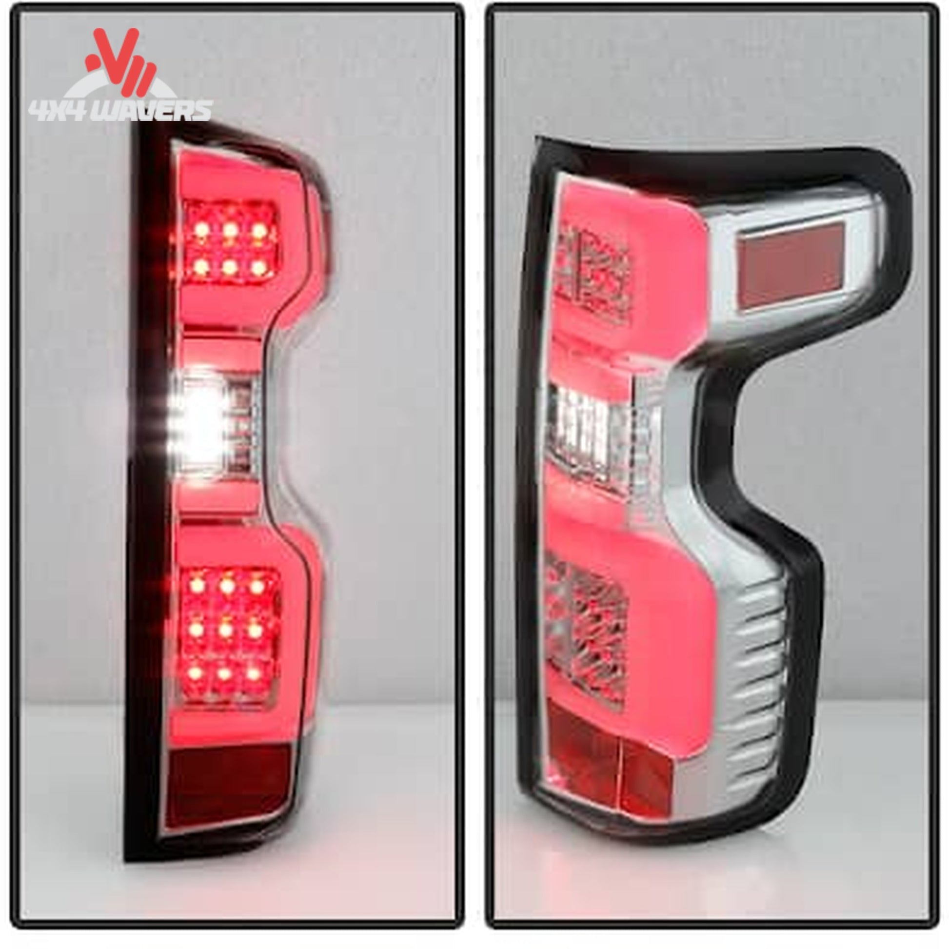 Bright chrome LED tail light assemblies pair for 2019 to 2021 Silverado halogen truck SKU 5087263
