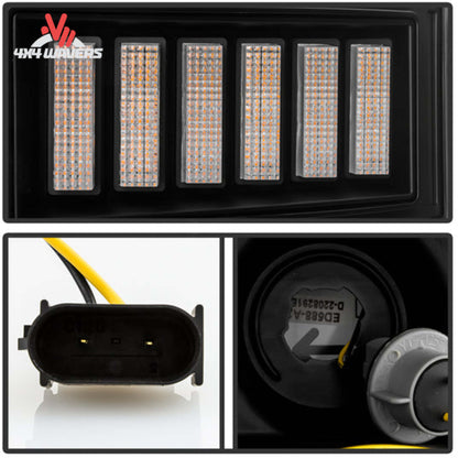 Spyder Auto Projector Headlights for 2021-2023 Ford F-150 with plug-and-play harness installed, showing clear lens and LED accents.